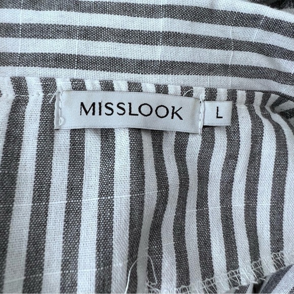 Miss Look Lightweght Striped Peacoat Trench Coat Size Large - Picture 10 of 13